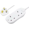 Masterplug 2 Socket 10 Metre 13 Amp White Extension With Power Indicator