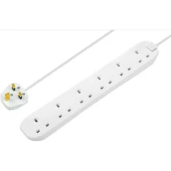 Masterplug 6 Socket 3 Metre 13 Amp White Extension Lead