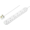 Masterplug 6 Socket 1 Metre 13 Amp White Extension Lead