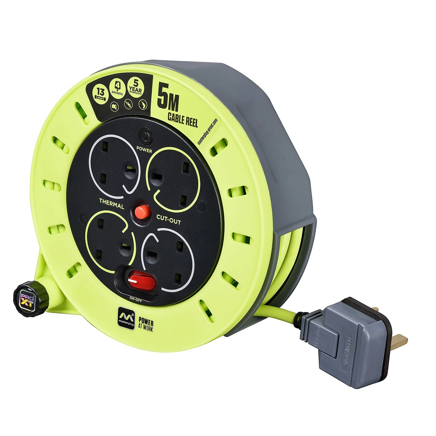 Masterplug 4 Socket 5 Metre 13 Amp Cassette Reel 3 Masterplug 4 Socket 5 Metre 13 Amp Cassette Reel - Image 3