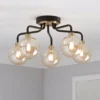 Shoreditch Five Light Semi Flush Ceiling Light - Champagne & Brass