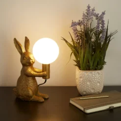 Rabbit Table Lamp - Gold & Glass 12 Rabbit Table Lamp - Gold & Glass -None || EGLO || Energizer Sales 13528281 1964956834690186