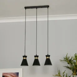 Balham 3 Light Diner Bar Light - Black & Brass -None || EGLO || Energizer Sales 13528465 5015042091487986