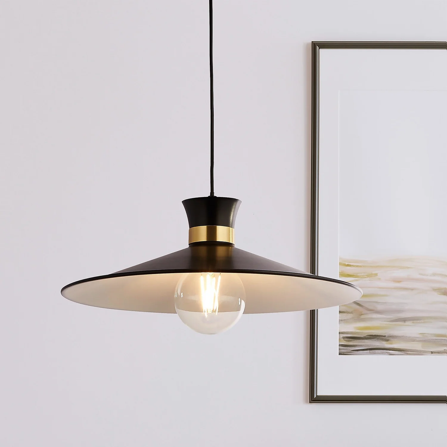 Balham Pendant Ceiling Light - Black & Brass 1 Balham Pendant Ceiling Light - Black & Brass