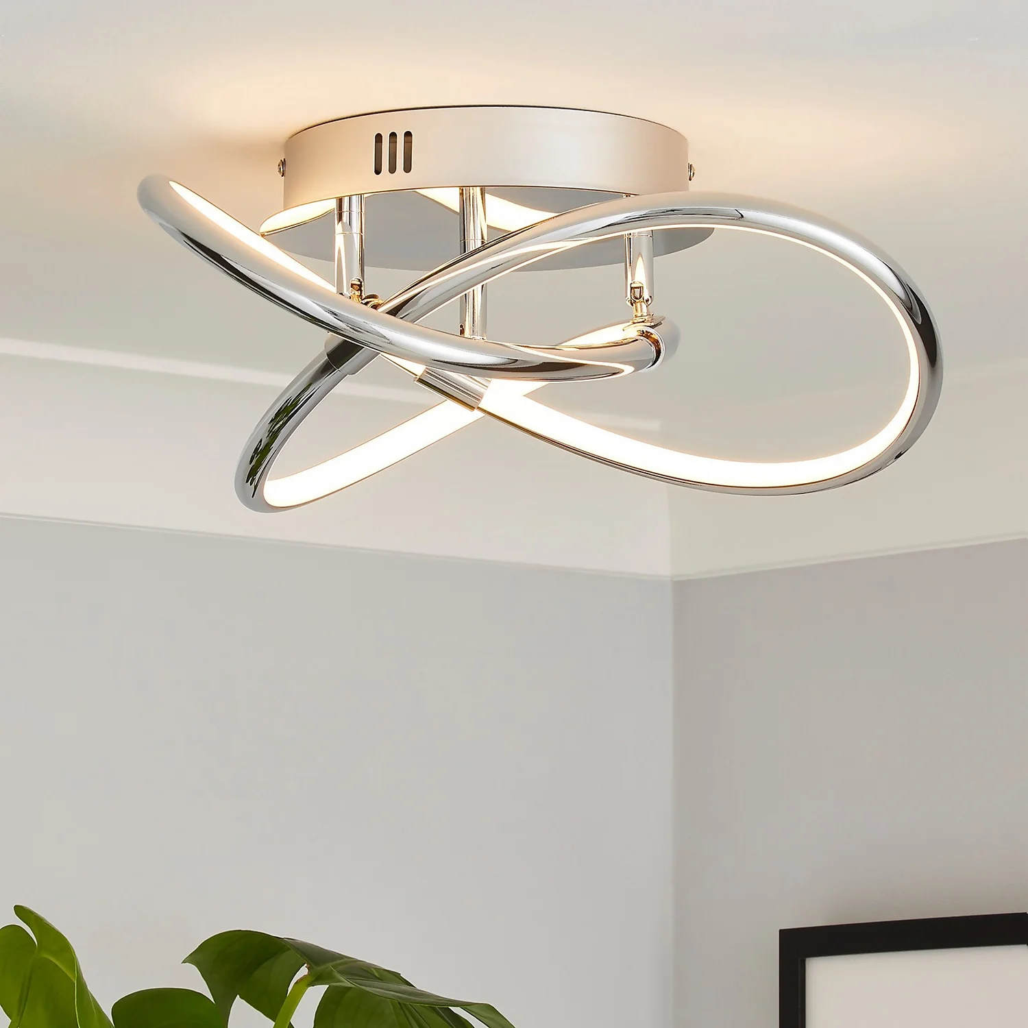 Bailey LED Spiral Flush Ceiling Light - Chrome 1 Bailey LED Spiral Flush Ceiling Light - Chrome