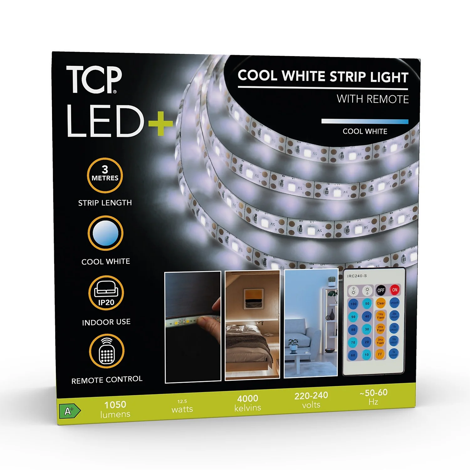 TCP LED Remote Strip Light - Cool White - 3m 1 TCP LED Remote Strip Light - Cool White - 3m