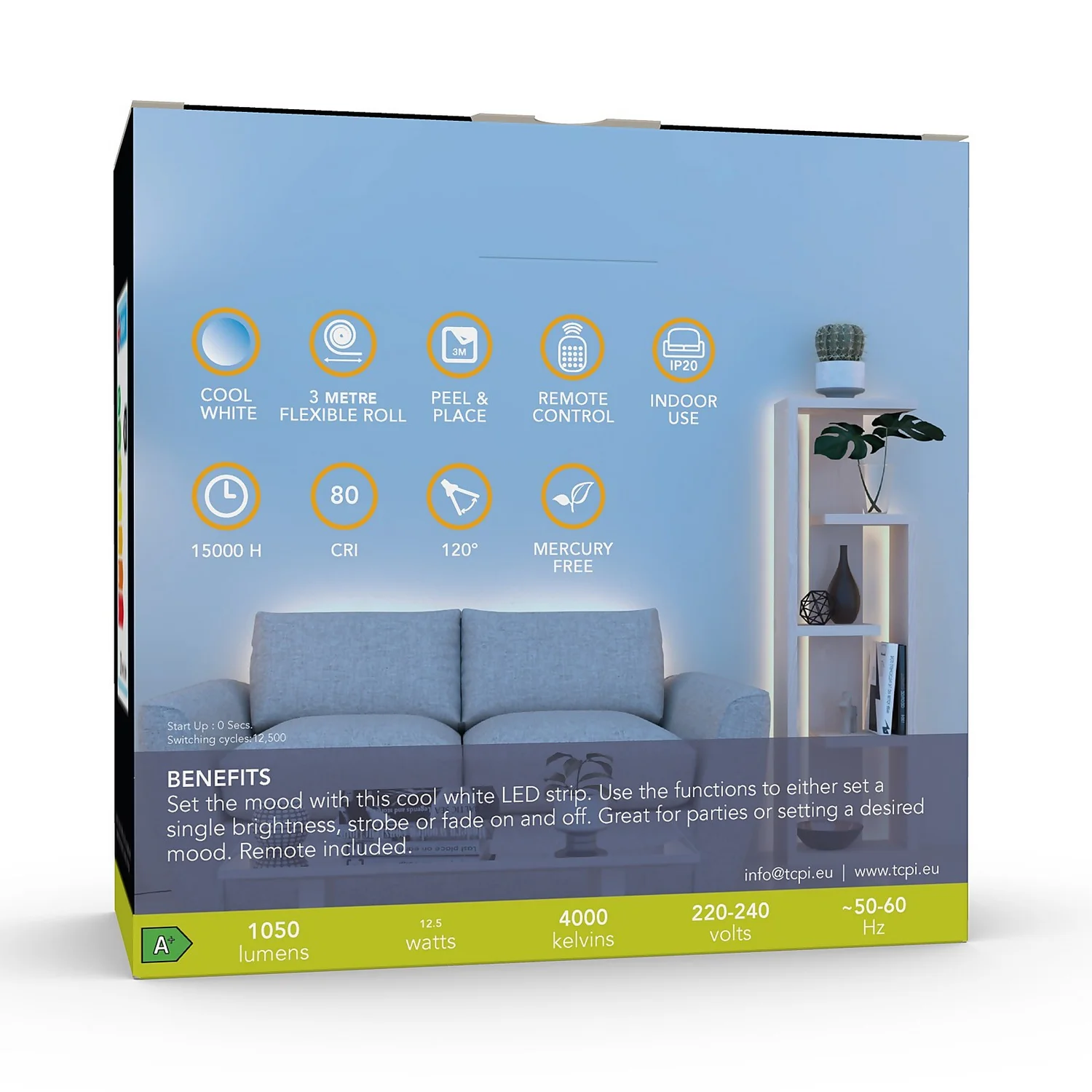 TCP LED Remote Strip Light - Cool White - 3m 2 TCP LED Remote Strip Light - Cool White - 3m - Image 2