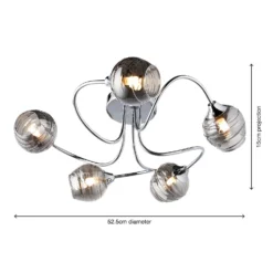 Marple 5 Light Semi Flush Ceiling Light - Chrome & Smoke -None || EGLO || Energizer Sales 13645384 2014956789790233