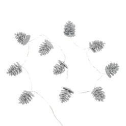 10 Silver Glitter Pinecone Christmas String Light (Battery Operated)