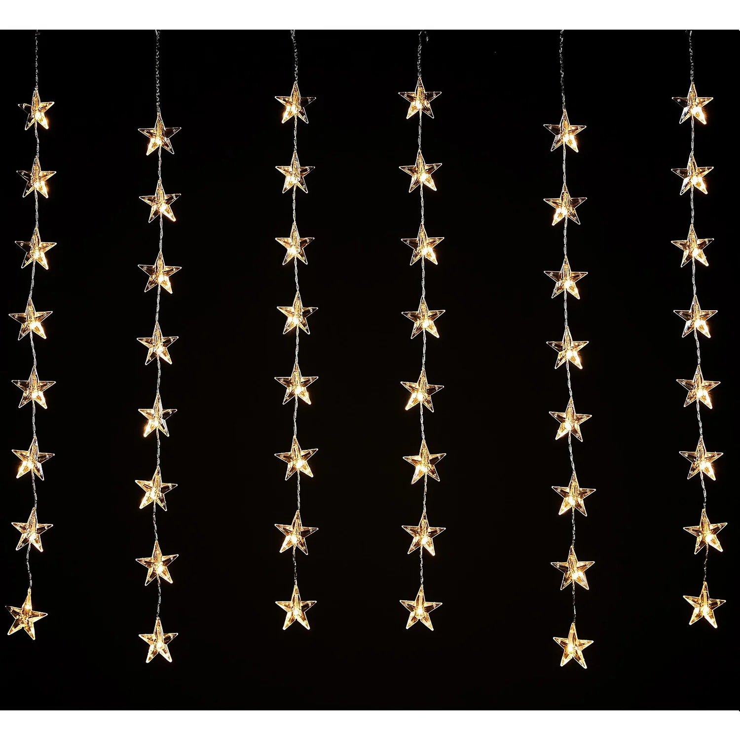 48 Acrylic Star LED Christmas Window Curtain Lights - Warm White 2 48 Acrylic Star LED Christmas Window Curtain Lights - Warm White - Image 2