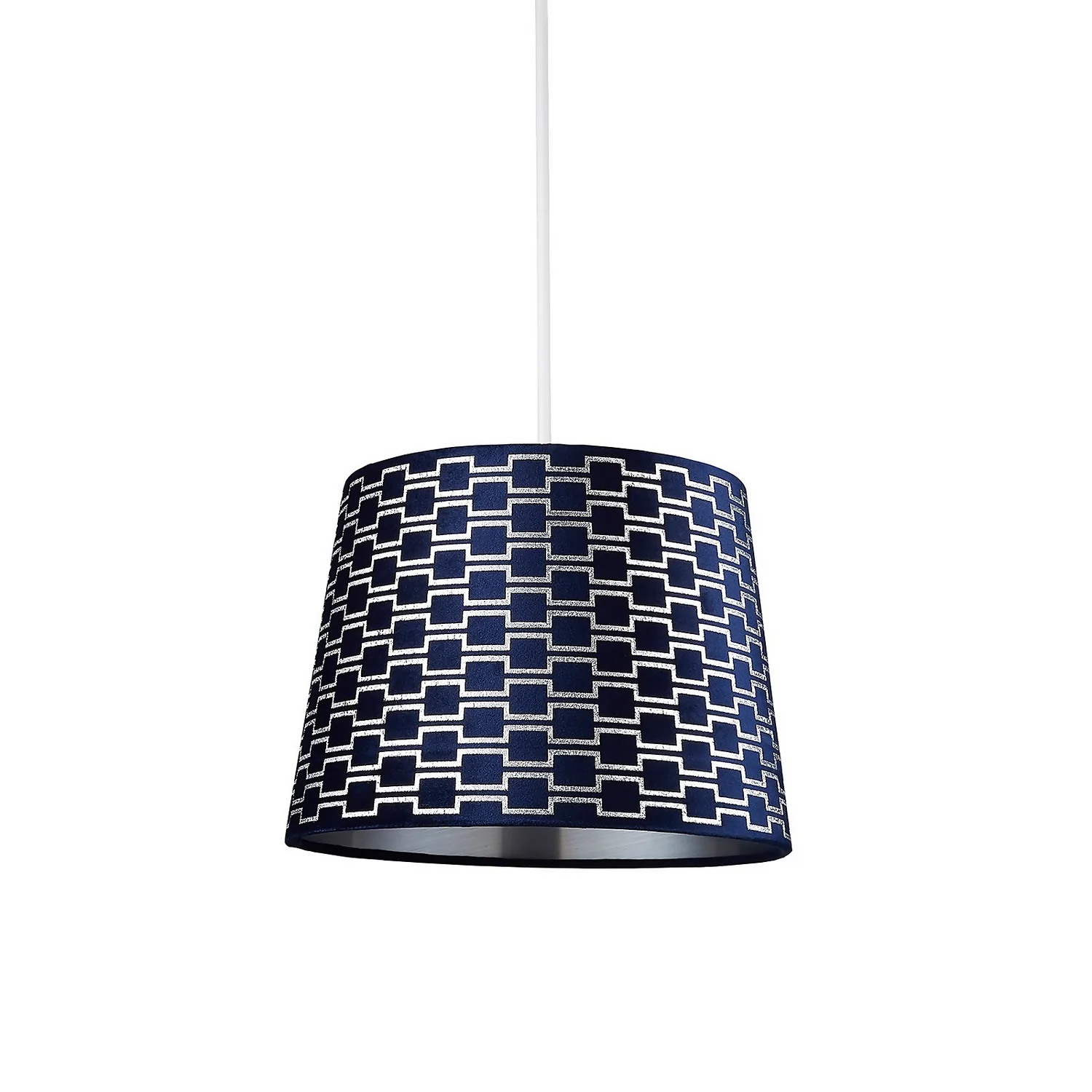 Mia Velvet 30cm Patterned Lamp Shade - Navy 2 Mia Velvet 30cm Patterned Lamp Shade - Navy - Image 2