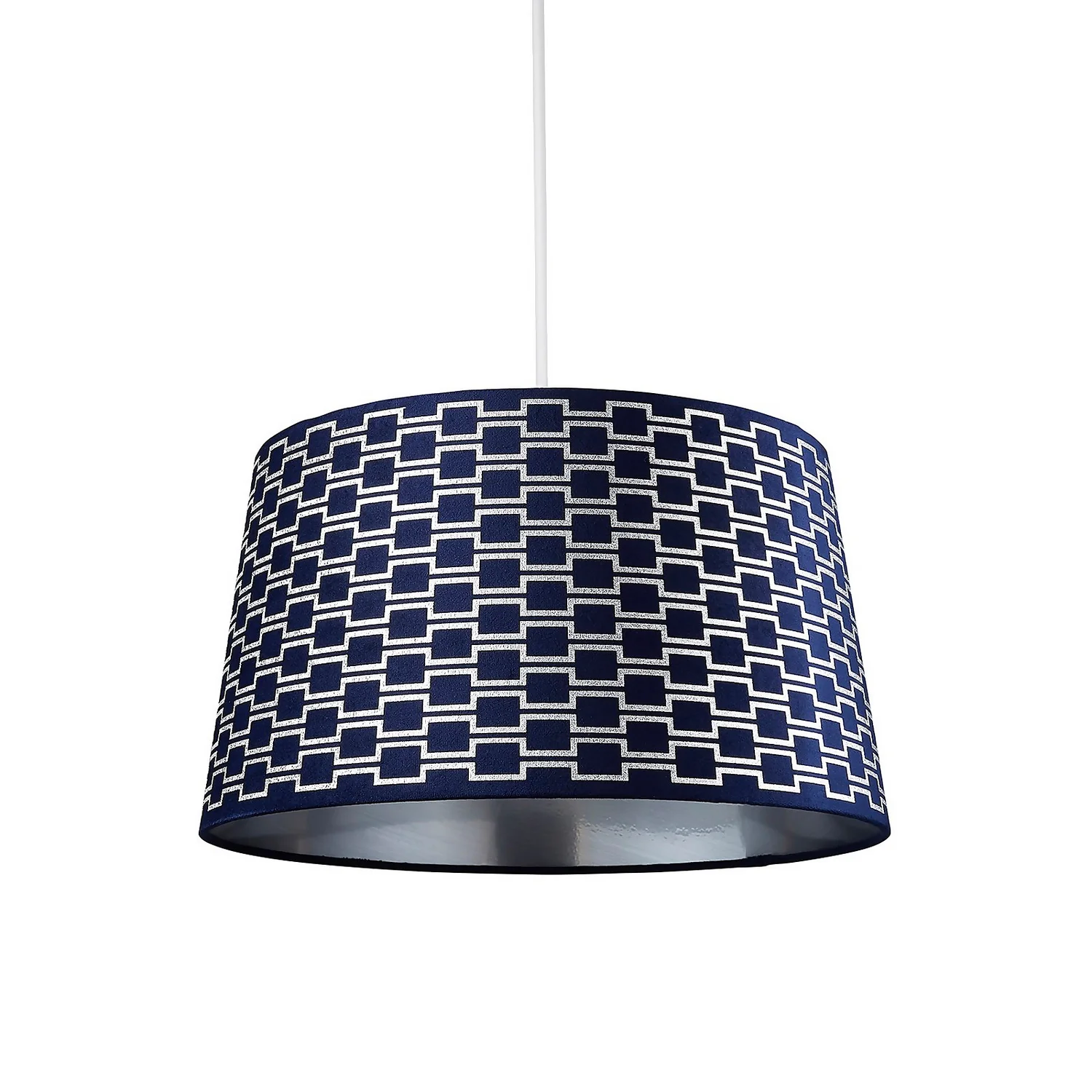 Mia Velvet 43cm Patterned Lamp Shade - Navy 3 Mia Velvet 43cm Patterned Lamp Shade - Navy - Image 3