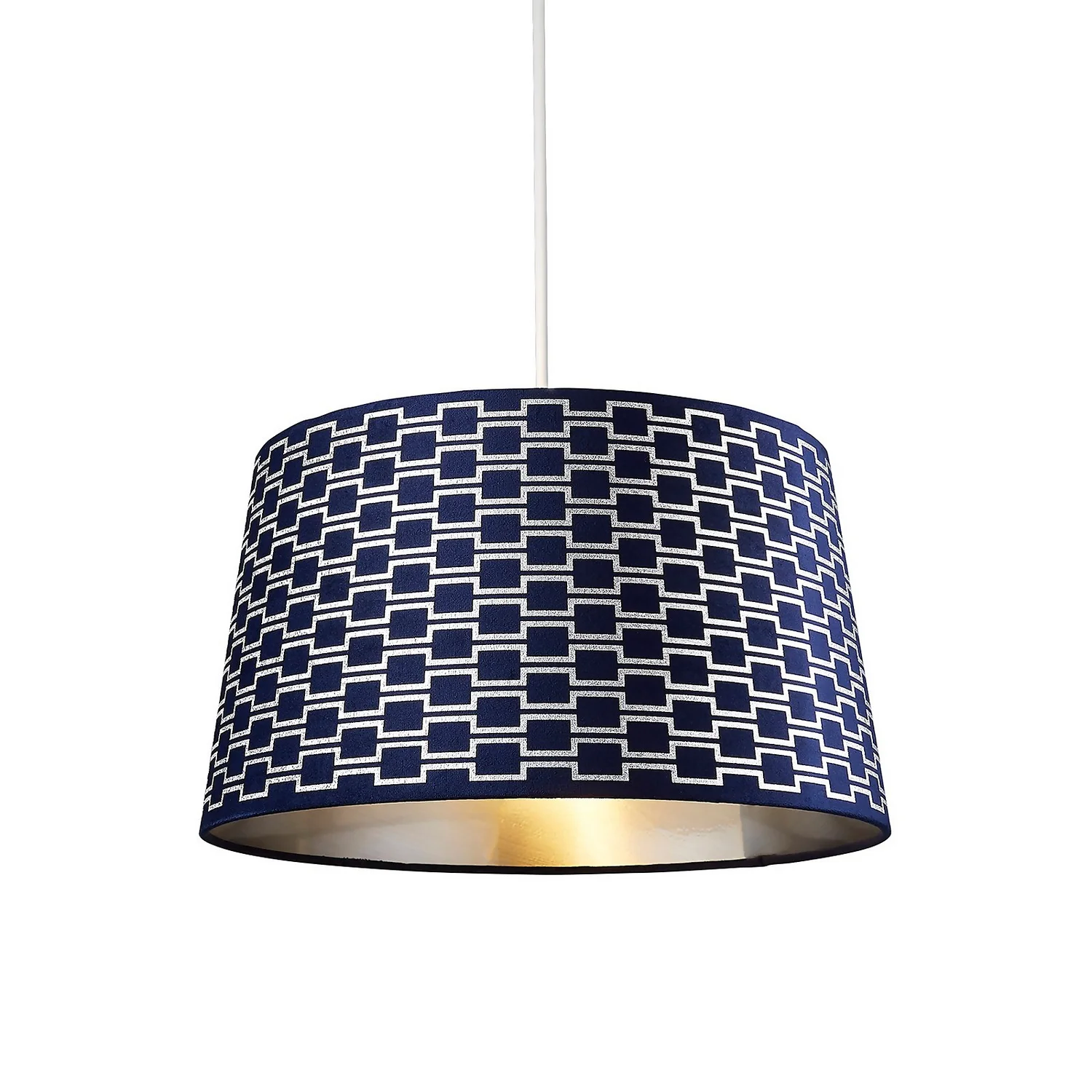 Mia Velvet 43cm Patterned Lamp Shade - Navy 2 Mia Velvet 43cm Patterned Lamp Shade - Navy - Image 2