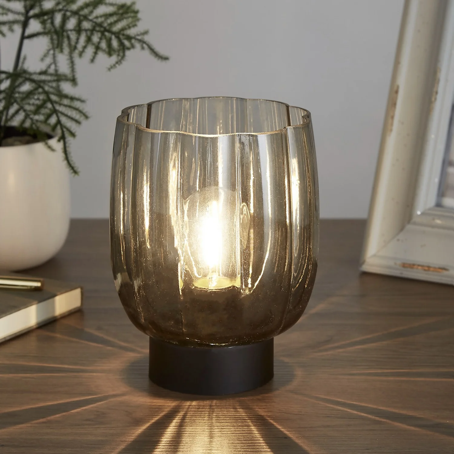 Olivia Battery Powered Table Lamp - Smoke 1 Olivia Battery Powered Table Lamp - Smoke