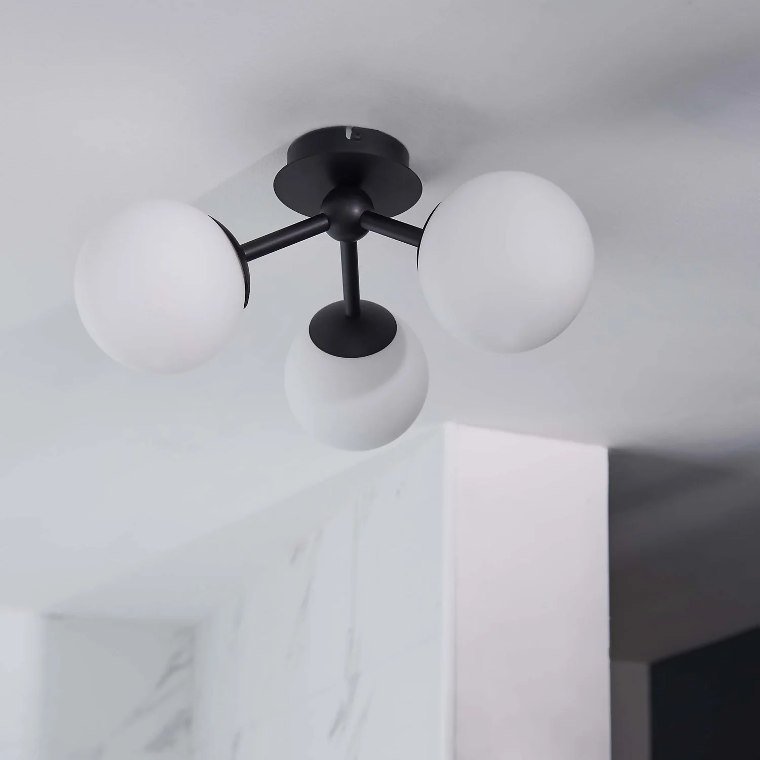 Pulsa Bathroom Semi Flush Light - 3lt Black 3 Pulsa Bathroom Semi Flush Light - 3lt Black - Image 3