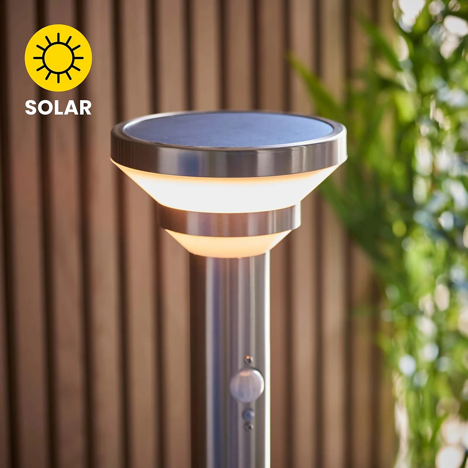 Halton 50cm Photocell & PIR Solar Outdoor Floor Light - Stainless Steel 7 Halton 50cm Photocell & PIR Solar Outdoor Floor Light - Stainless Steel - Image 7