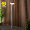 Halton 80cm Photocell & PIR Solar Outdoor Floor Light - Stainless Steel