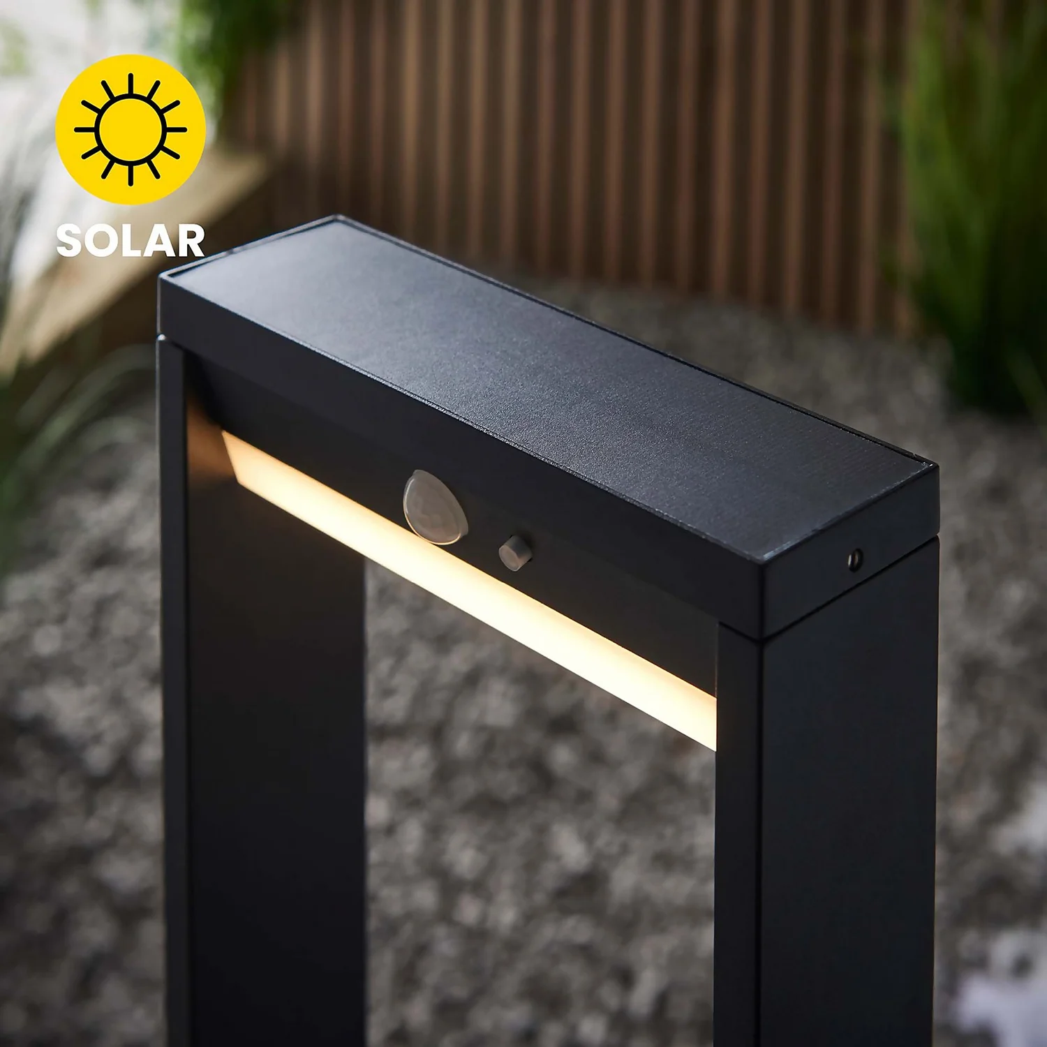 Dannah 50cm Photocell & PIR Solar Outdoor Floor Light - Black 7 Dannah 50cm Photocell & PIR Solar Outdoor Floor Light - Black - Image 7