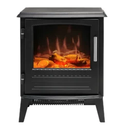 Dimplex Bari Optiflame® Freestanding Electric Stove With Realistic Log Bed & LED Flame Effect - Black