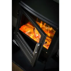Dimplex Bari Optiflame® Freestanding Electric Stove With Realistic Log Bed & LED Flame Effect - Black -None || EGLO || Energizer Sales 13882947 1294971310630692