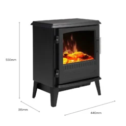 Dimplex Bari Optiflame® Freestanding Electric Stove With Realistic Log Bed & LED Flame Effect - Black -None || EGLO || Energizer Sales 13882947 1534987880566929