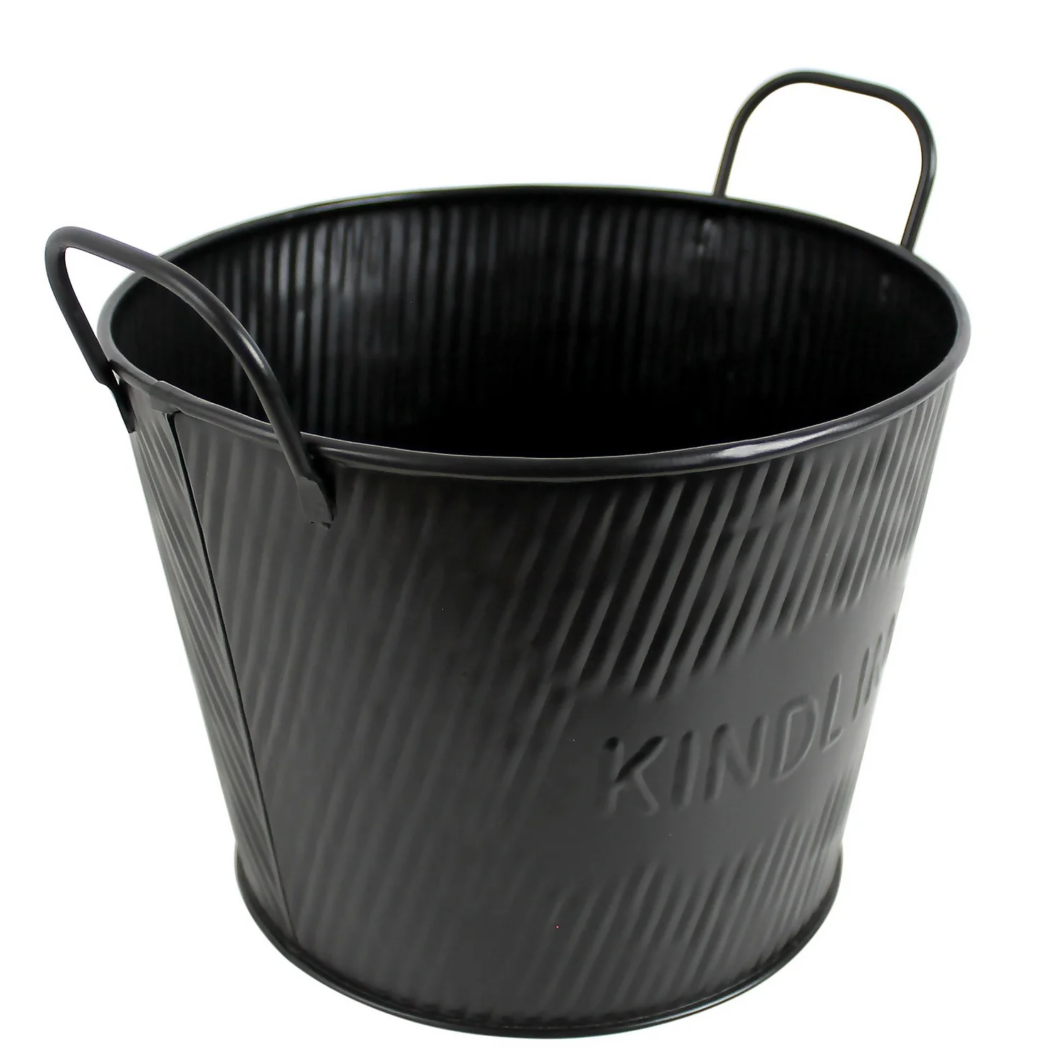 Embossed Kindling Bucket - Black 2 Embossed Kindling Bucket - Black - Image 2