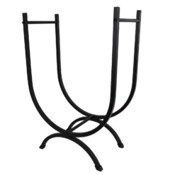 Contemporary U-Shaped Log Store & Rack - Black