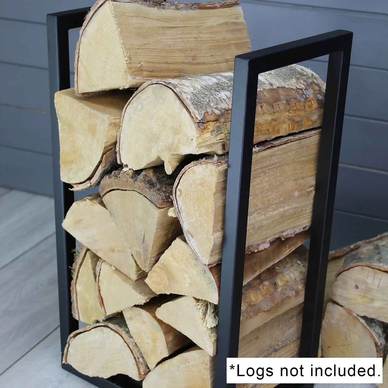 Contemporary Square Log Store & Rack - Black 2 Contemporary Square Log Store & Rack - Black - Image 2