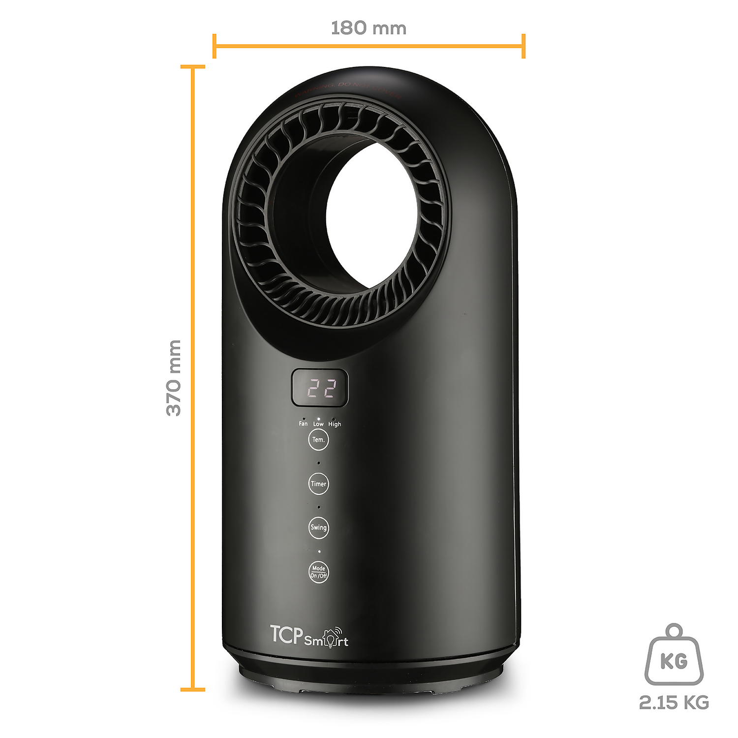 TCP Smart Wifi Portable Bladeless Heater & Cooling Fan 1500W Black 7 TCP Smart Wifi Portable Bladeless Heater & Cooling Fan 1500W Black - Image 7