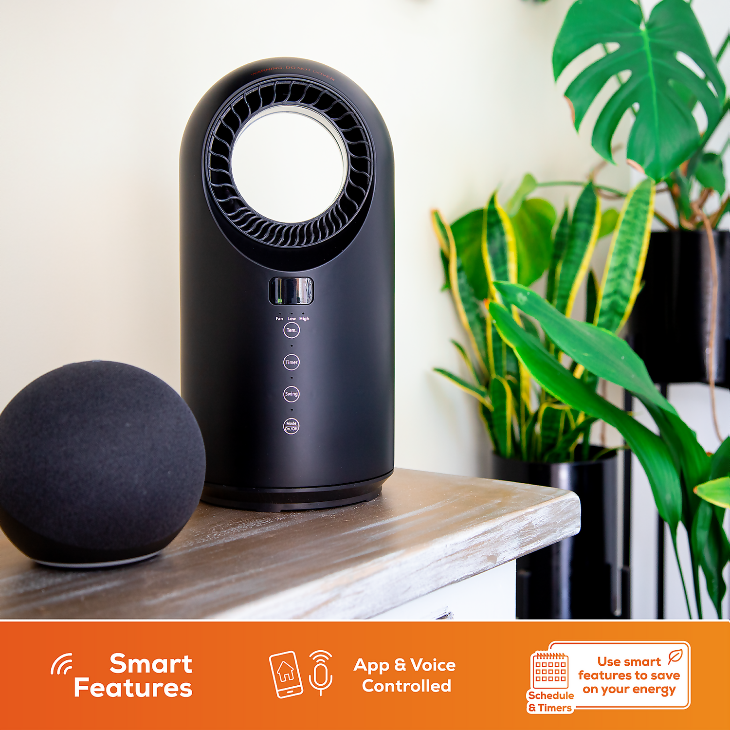 TCP Smart Wifi Portable Bladeless Heater & Cooling Fan 1500W Black 3 TCP Smart Wifi Portable Bladeless Heater & Cooling Fan 1500W Black - Image 3