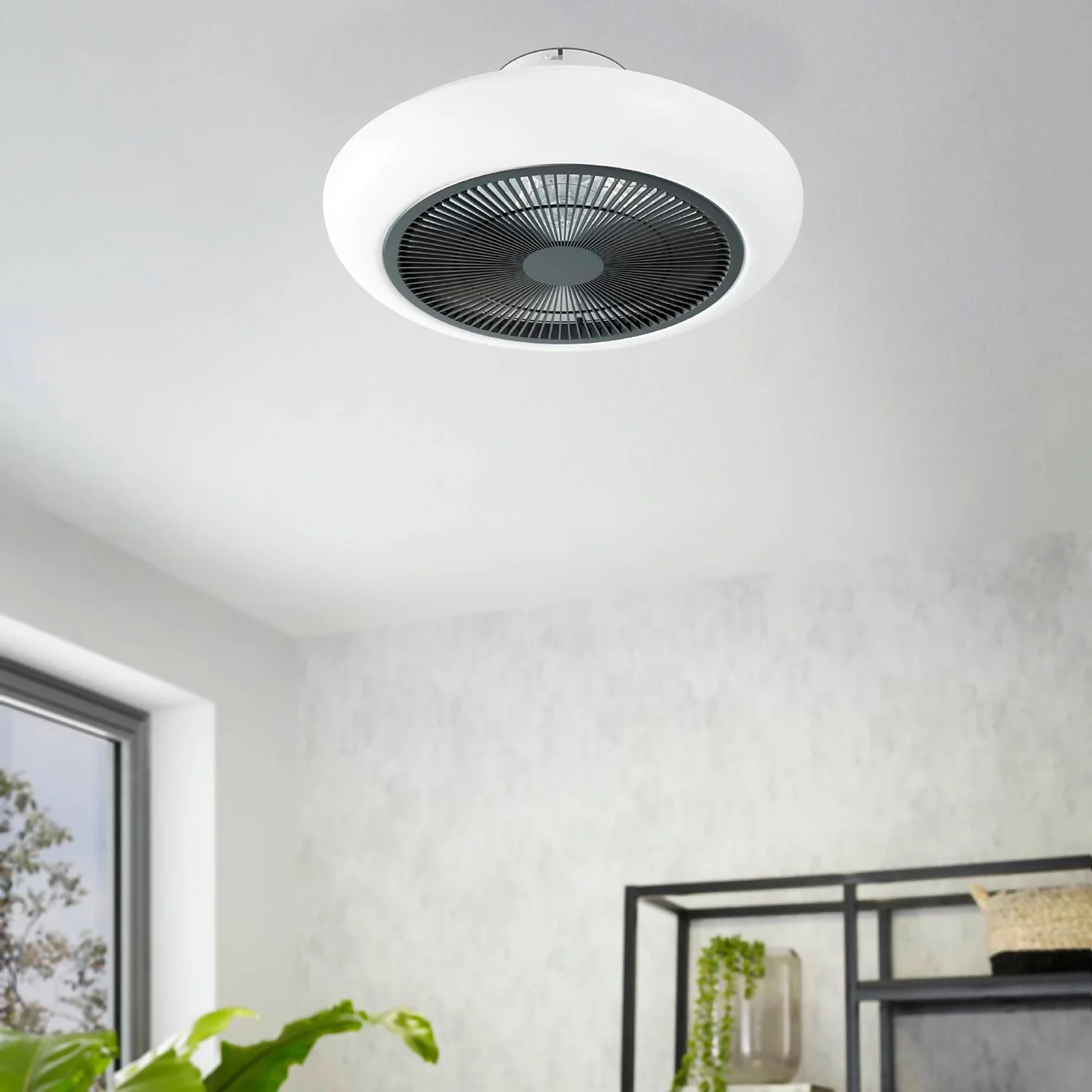 EGLO Sayulita Ceiling Light With Fan - White & Black 1 EGLO Sayulita Ceiling Light With Fan - White & Black