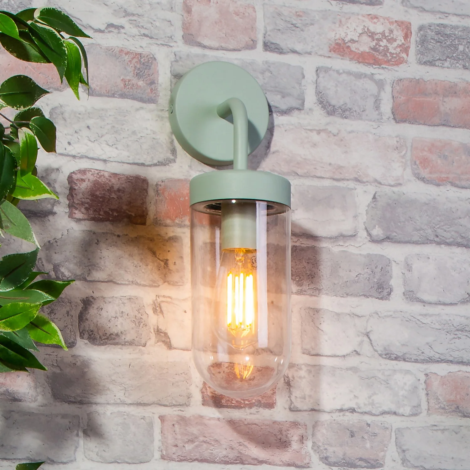 Kew Curved Arm E27 Outdoor Wall Light - Mint 1 Kew Curved Arm E27 Outdoor Wall Light - Mint