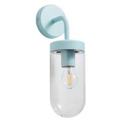 Kew Curved Arm E27 Outdoor Wall Light - Pale Blue -None || EGLO || Energizer Sales 13924368 1814980108023538