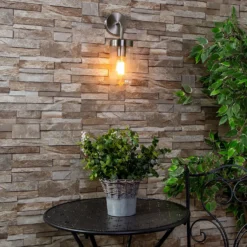 Kew Curved Arm E27 Outdoor Wall Light - Stainless Steel -None || EGLO || Energizer Sales 13924369 2304980107883078