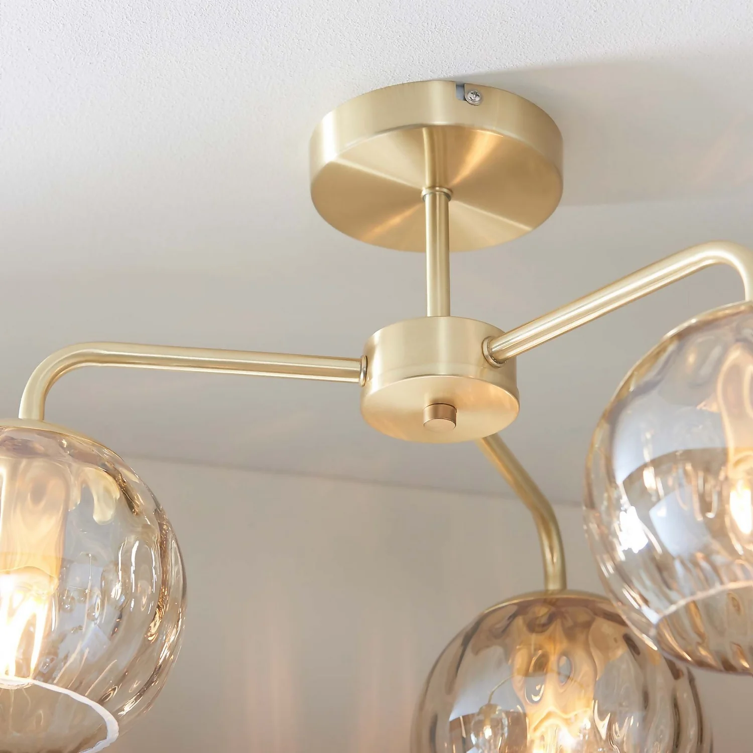 Geneva 3 Light Semi Flush Ceiling Light - Brass 8 Geneva 3 Light Semi Flush Ceiling Light - Brass - Image 8