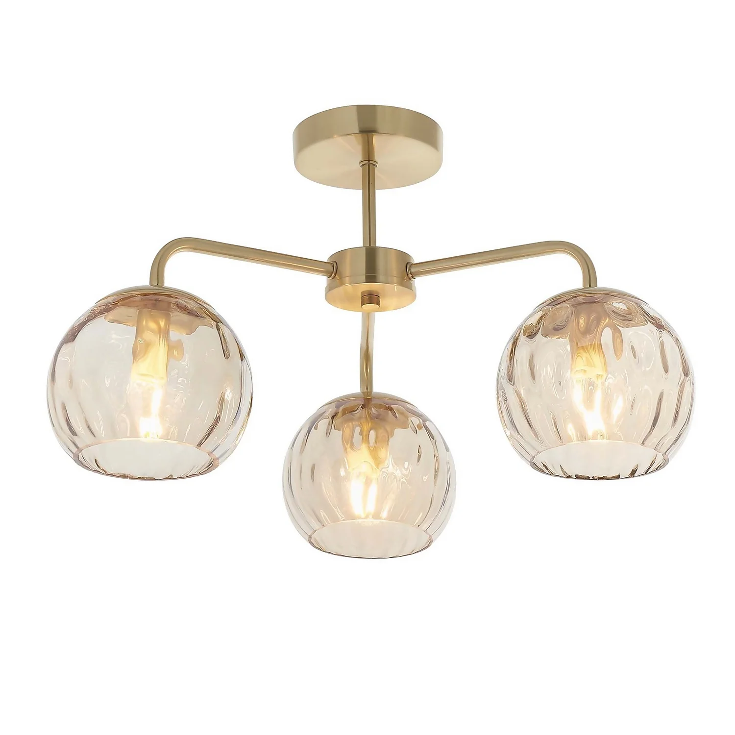 Geneva 3 Light Semi Flush Ceiling Light - Brass 2 Geneva 3 Light Semi Flush Ceiling Light - Brass - Image 2