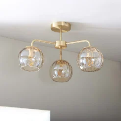 Geneva 3 Light Semi Flush Ceiling Light - Brass 10 Geneva 3 Light Semi Flush Ceiling Light - Brass -None || EGLO || Energizer Sales 13938484 1694981960038432