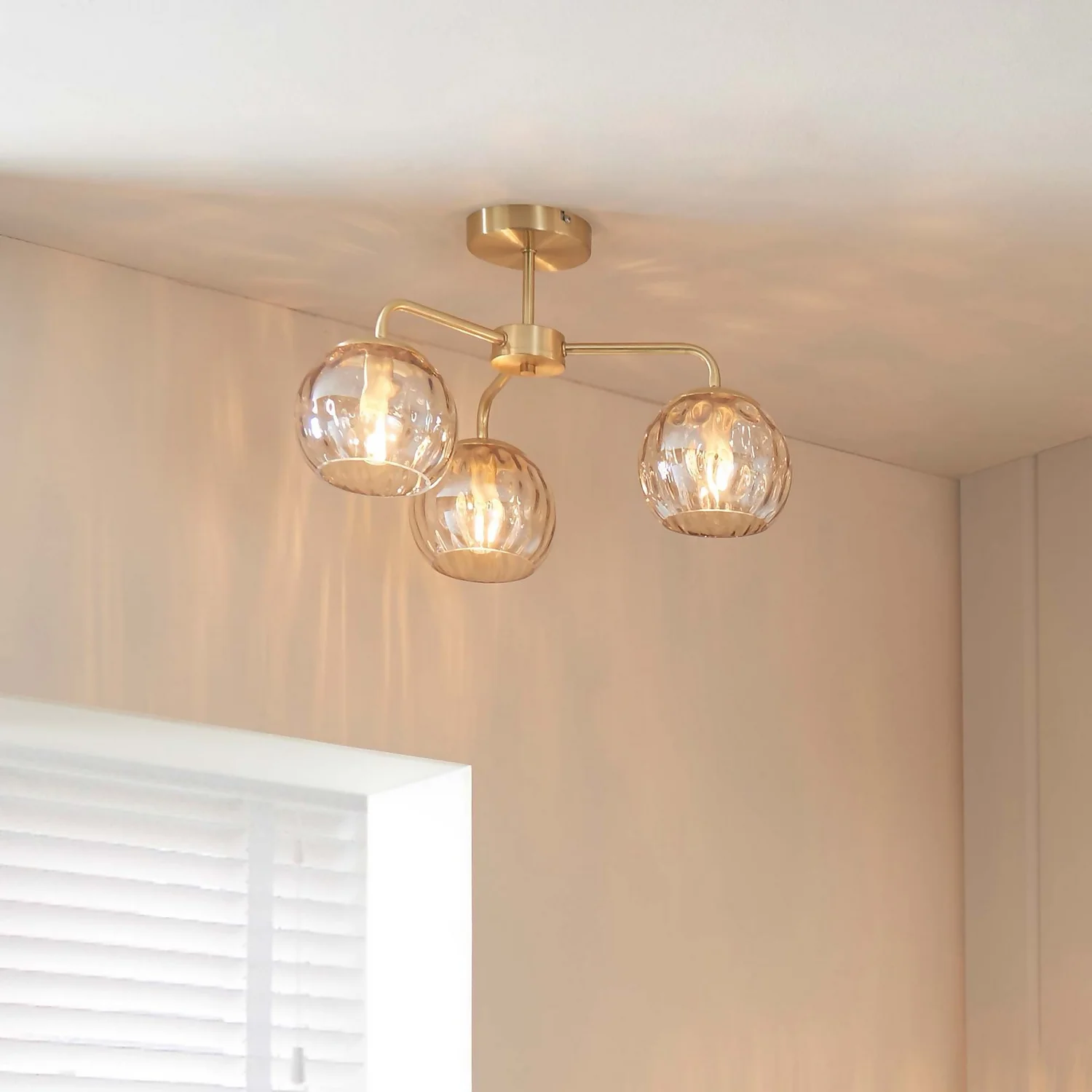 Geneva 3 Light Semi Flush Ceiling Light - Brass 5 Geneva 3 Light Semi Flush Ceiling Light - Brass - Image 5