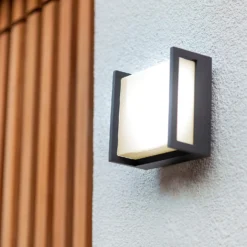 Lutec Qubo LED Square Outdoor Wall Light - Anthracite -None || EGLO || Energizer Sales 13950210 1354993052295615