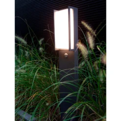 Lutec Qubo LED Outdoor Bollard Light With PIR Motion Sensor - Anthracite -None || EGLO || Energizer Sales 13950216 1804993052339181
