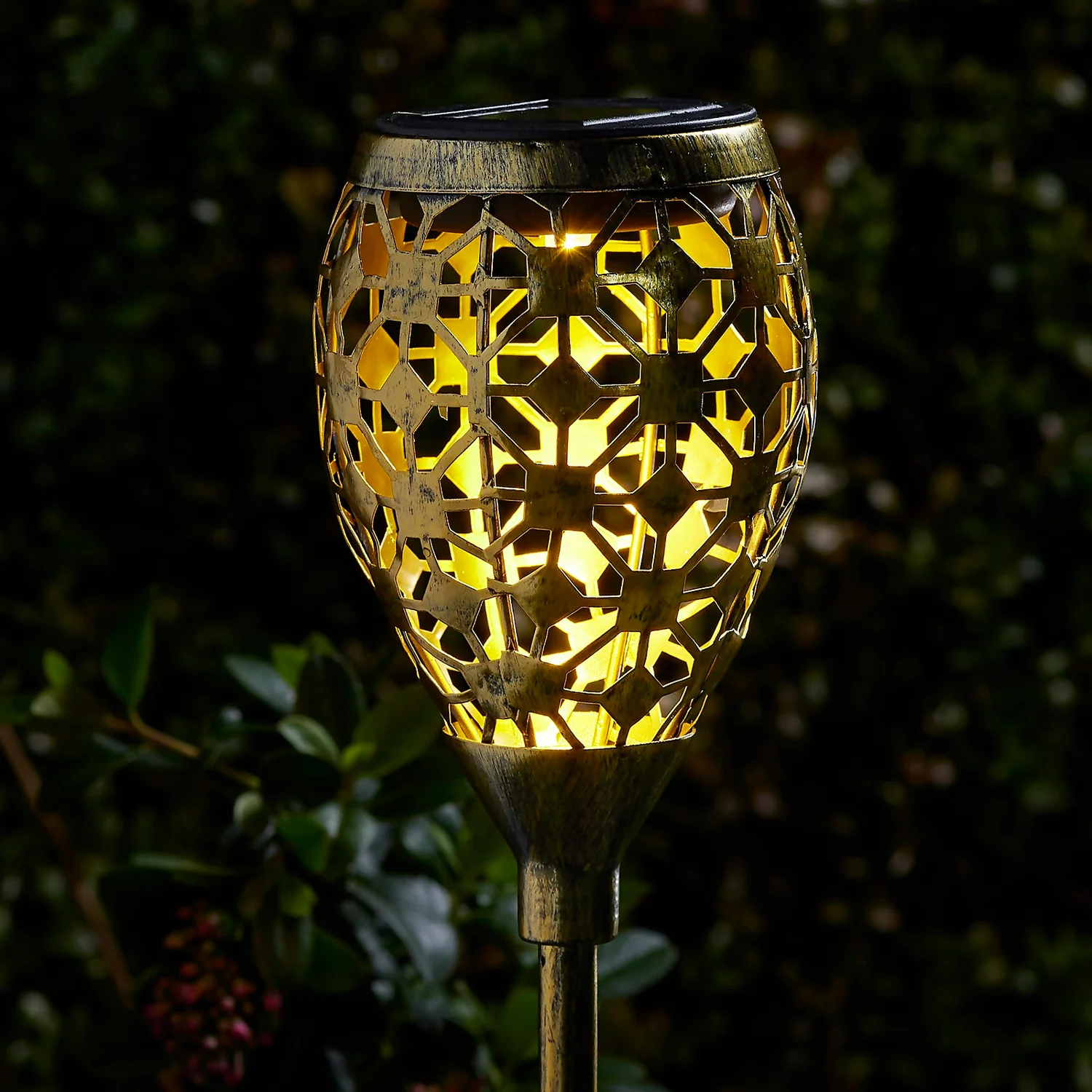 Homebase Edit Antique Gold Solar Moroccan Stake Light - 65cm 1 Homebase Edit Antique Gold Solar Moroccan Stake Light - 65cm