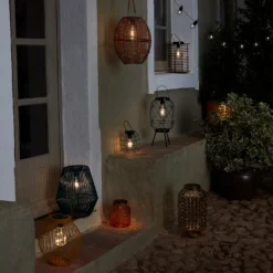 Homebase Edit Brown Rattan Solar Lantern - 31cm -None || EGLO || Energizer Sales 13956313 2035022633877818