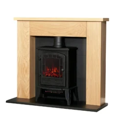 Αδάμ Adam Chester Stove Fireplace With Flat To Wall Fitting In Oak & Black With Sureflame Ripon Electric Stove In Black, 39 Inch -None || EGLO || Energizer Sales 14188417 1105009418919044
