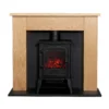 Αδάμ Adam Chester Stove Fireplace With Flat To Wall Fitting In Oak & Black With Sureflame Ripon Electric Stove In Black, 39 Inch