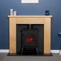 Αδάμ Adam Chester Stove Fireplace With Flat To Wall Fitting In Oak & Black With Sureflame Ripon Electric Stove In Black, 39 Inch -None || EGLO || Energizer Sales 14188417 5425009418964473