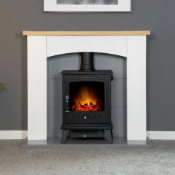 Αδάμ Adam Huxley In Pure White & Grey With Aviemore Electric Stove In Black, 39 Inch -None || EGLO || Energizer Sales 14188420 3325009418945225