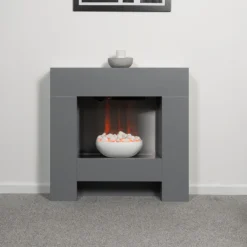 Αδάμ Adam Cubist Electric Fireplace Suite With Flat To Wall Fitting In Grey, 36 Inch -None || EGLO || Energizer Sales 14188421 1015009418811473