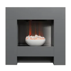Αδάμ Adam Cubist Electric Fireplace Suite With Flat To Wall Fitting In Grey, 36 Inch