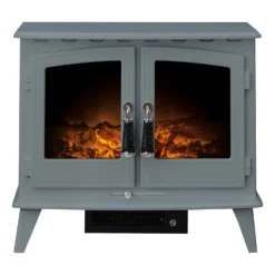 Αδάμ Adam Woodhouse Electric Stove With Realistic LED Flame Effect - Grey