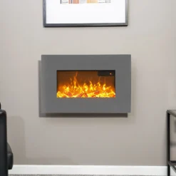 Sureflame WM-9541 Electric Wall Mounted Fire With Remote Control In Grey, 26 Inch -None || EGLO || Energizer Sales 14199609 1605009418845991